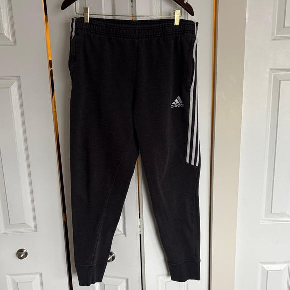adidas Other - Adidas Men’s Large Tapered Gray Sweatpants with White 3-Stripes